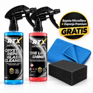 Pack limpieza exterior coche ROITOX con limpiacristales y abrillantador de neumáticos